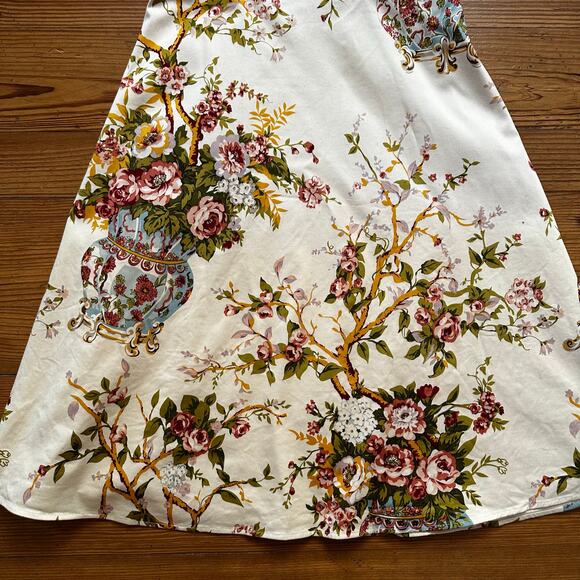 Moda International beige floral antique vase strapless midi dress SIZE 8 - Picture 2 of 6